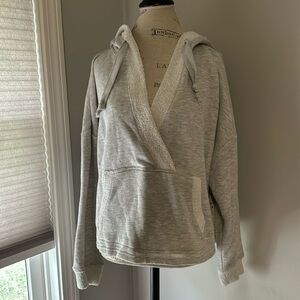 Ocean Drive Hoodie Gray V Neck with Textured Trim Front Pocket